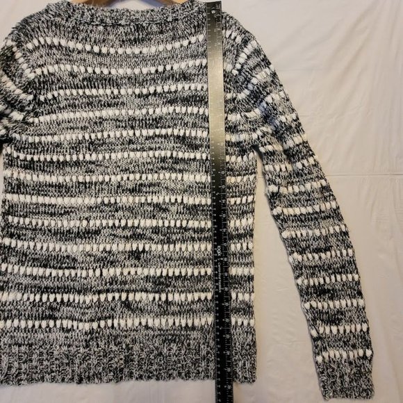 Effeci Creazioni Black White Blended Striped Cable Knit Pullover Sweater Size M - Picture 10 of 11